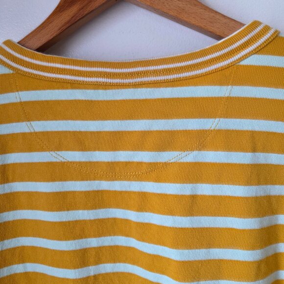 EUC GAP STRIPED YELLOW WHITE CREW NECK LONGSLEEVES COTTON TOP SIZE MEDIUM - Picture 4 of 14